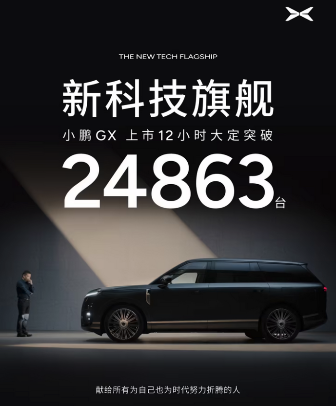 12小时大定24863台！小鹏GX正式上市 限时26.98万起性价比拉满